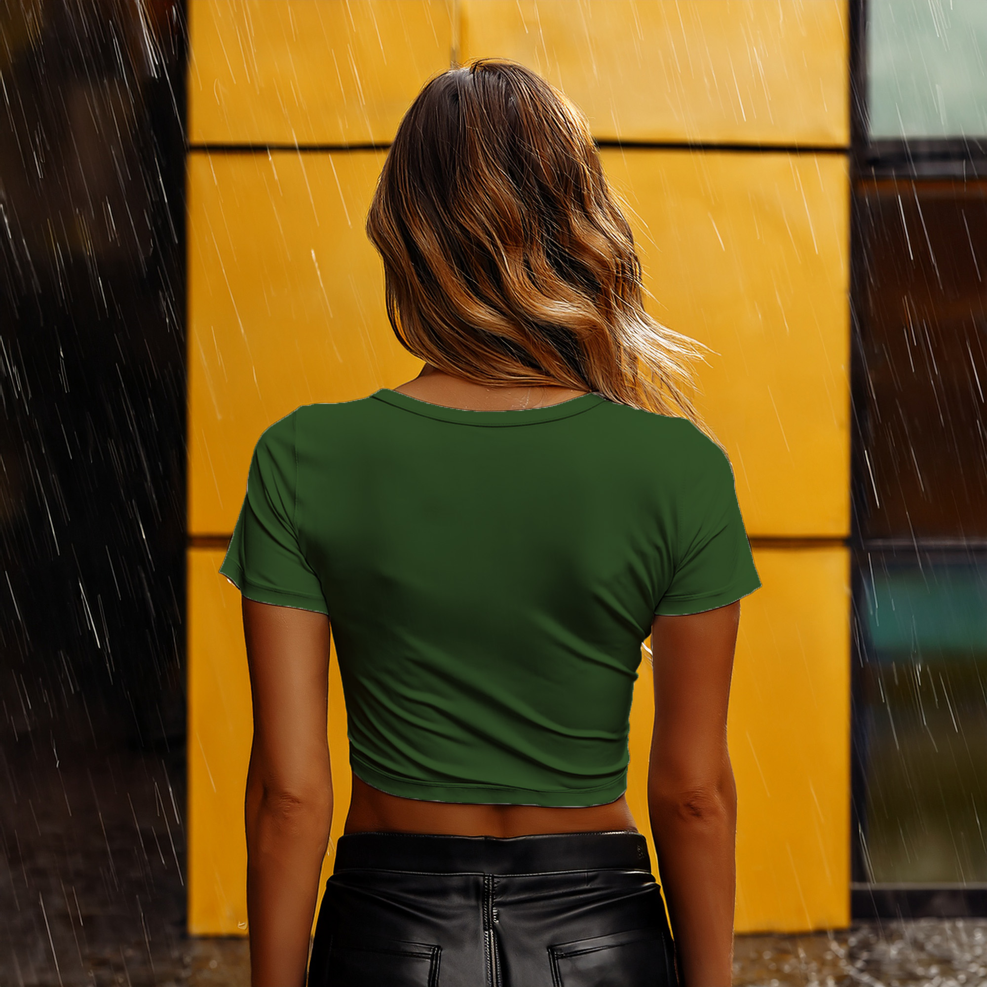 04 Number Women Crop Top (Olive Green)