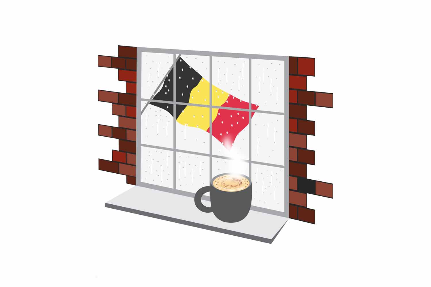 Belgium Coffee Rain Window Sticker