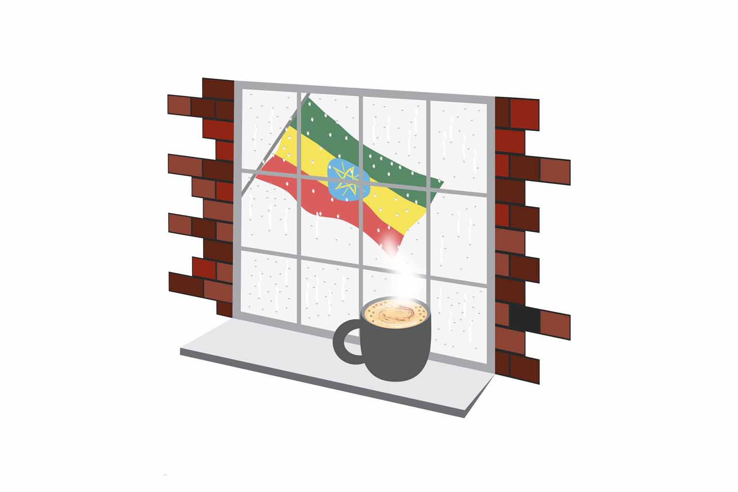 Ethiopia Coffee Rain Window Sticker