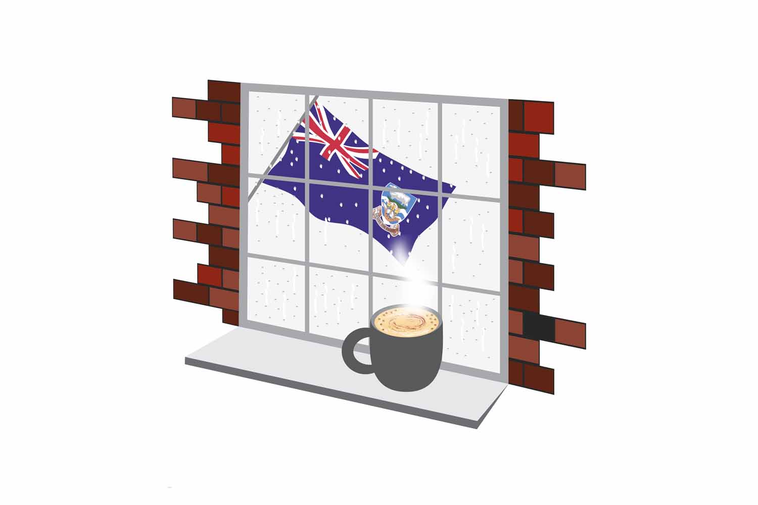 Falkland Islands Coffee Rain Window Sticker