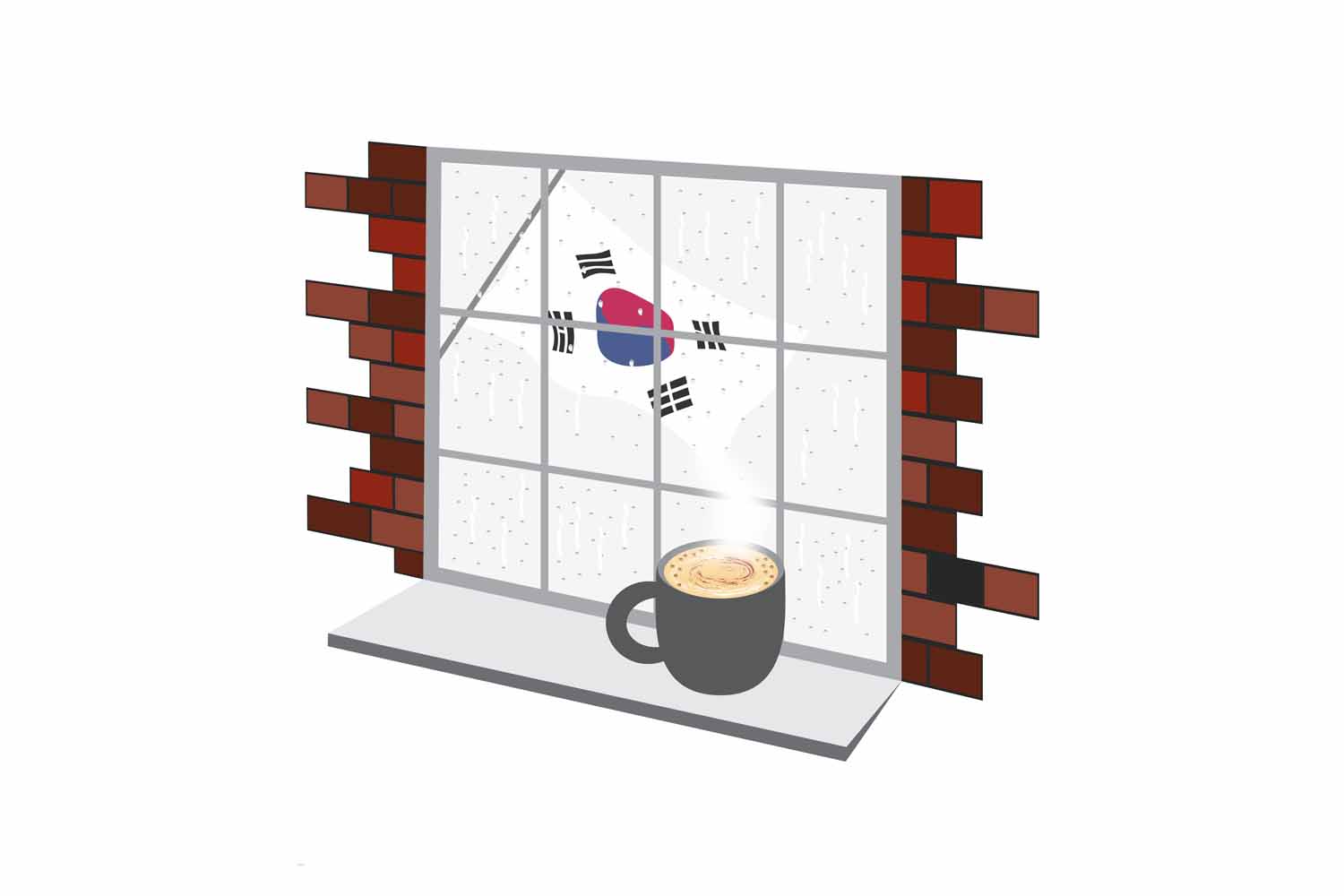 Korea South Coffee Rain Window Sticker