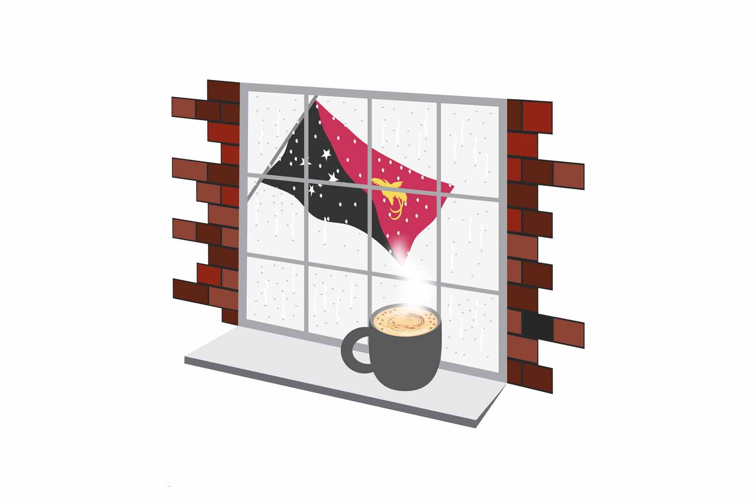 Papua New Guinea Coffee Rain Window Sticker
