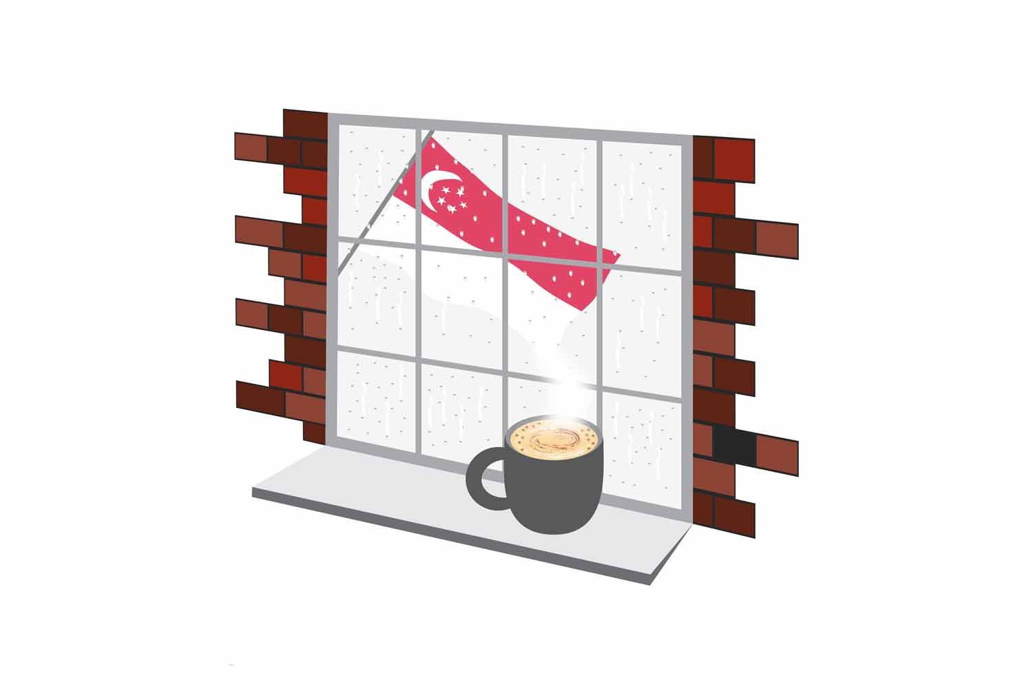 Singapore Coffee Rain Window Sticker