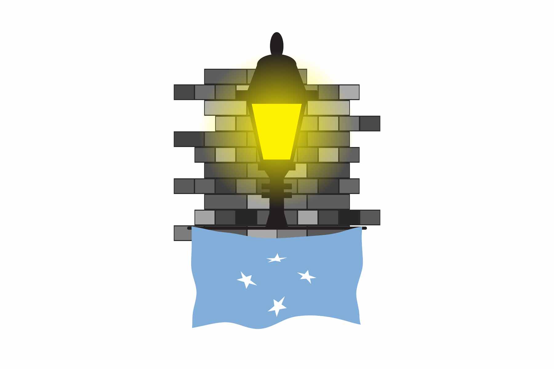 Micronesia Federated States Street Lamp Bricks Sticker
