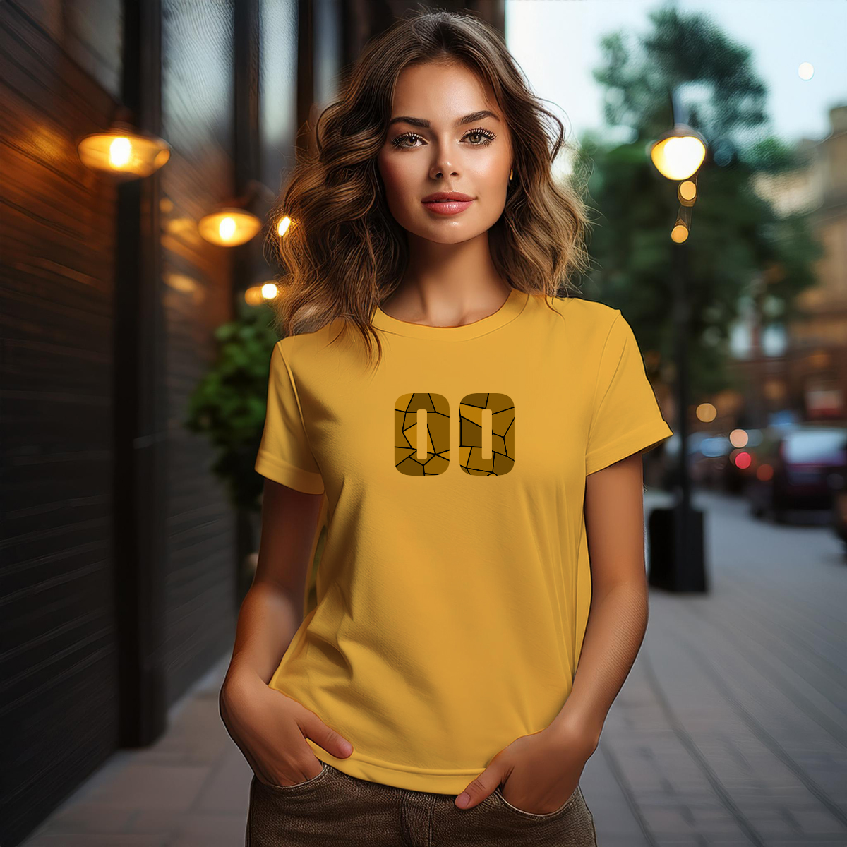 00 Number Women T-Shirt (Golden Yellow)