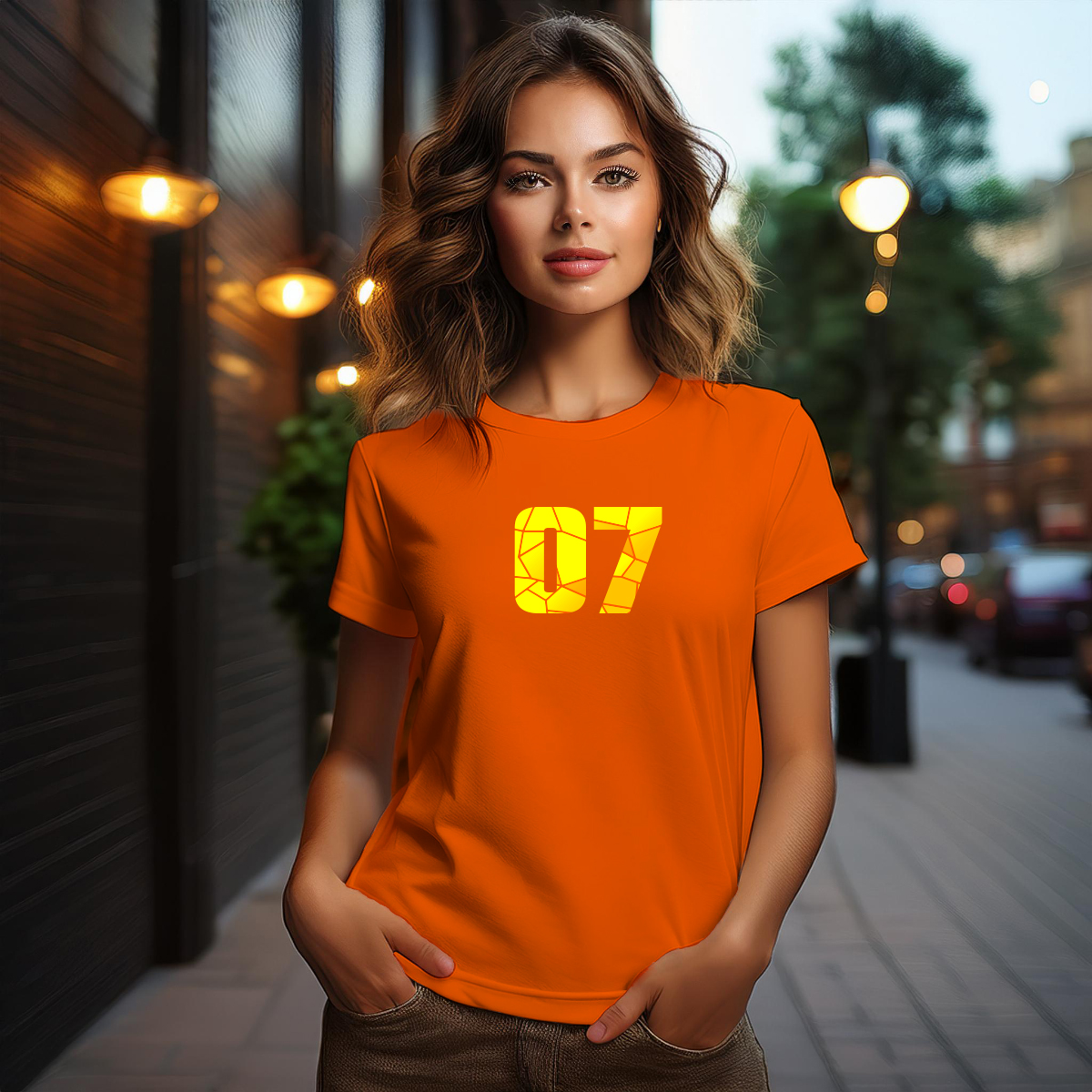 07 Number Women T-Shirt (Orange)