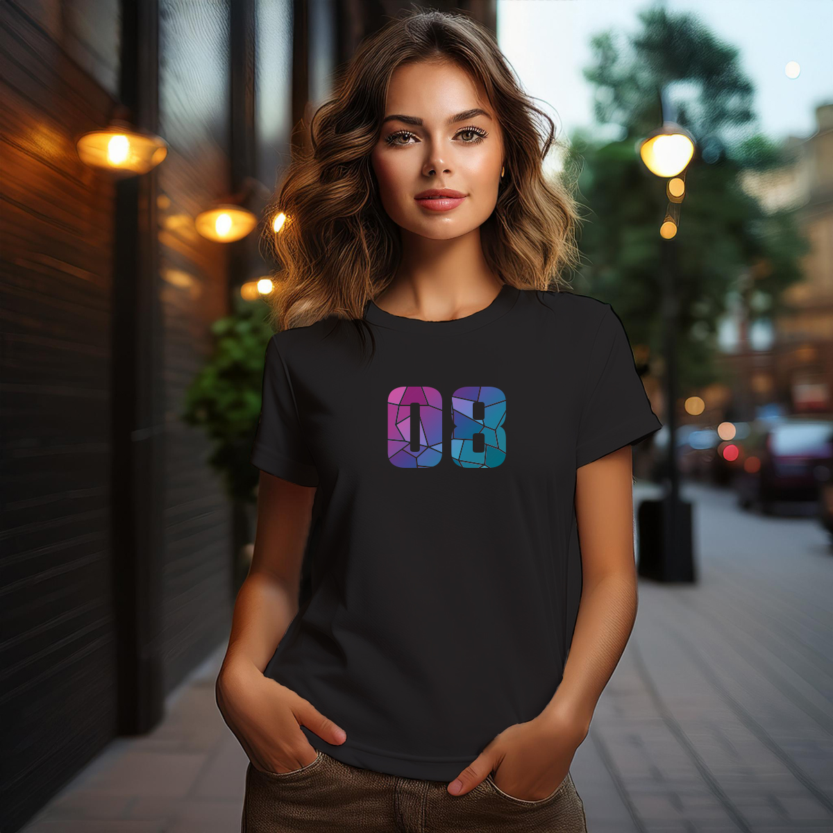 08 Number Women T-Shirt (Black)