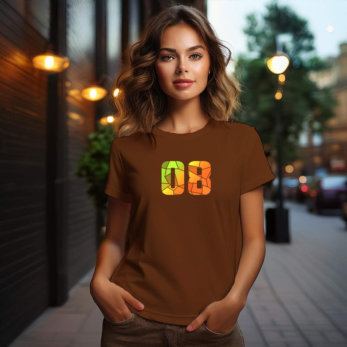 08 Number Women T-Shirt (Brown)