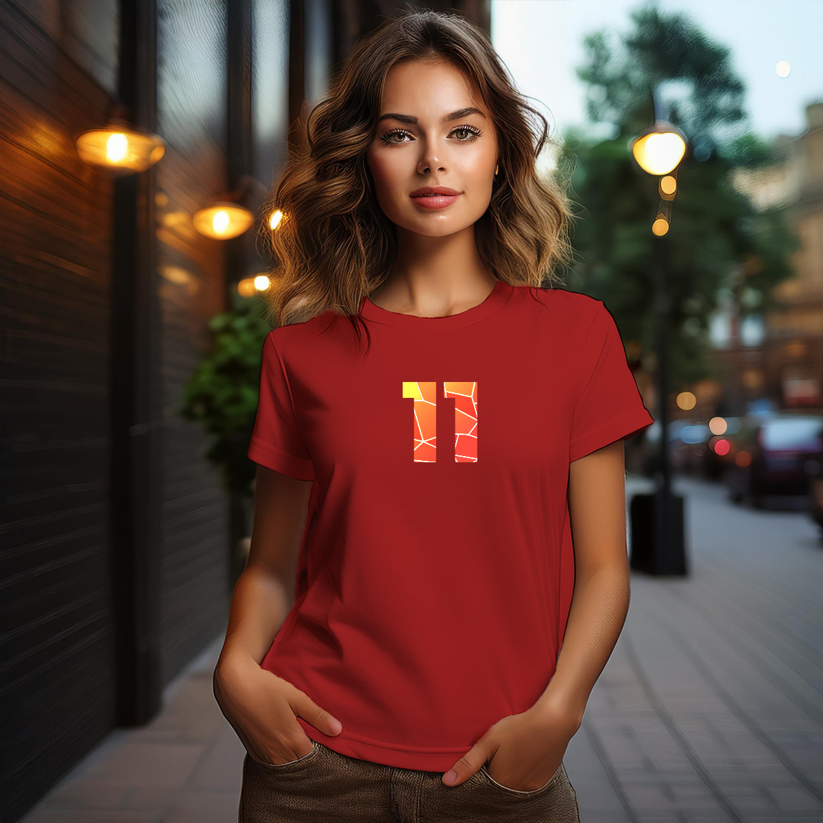 11 Number Women T-Shirt (Red)