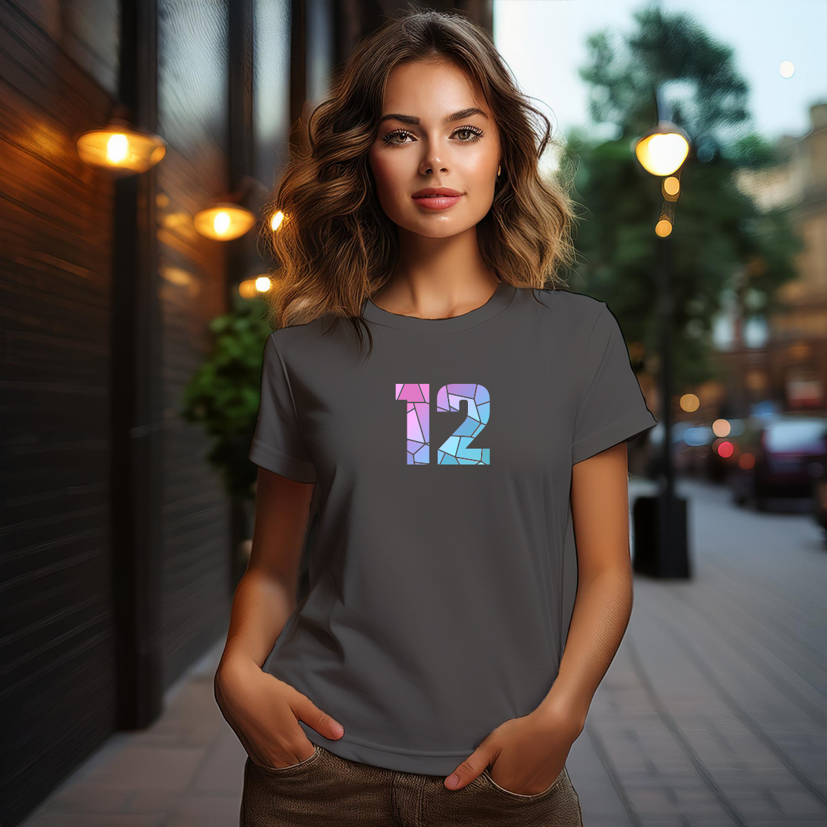 12 Number Women T-Shirt (Charcoal Grey)