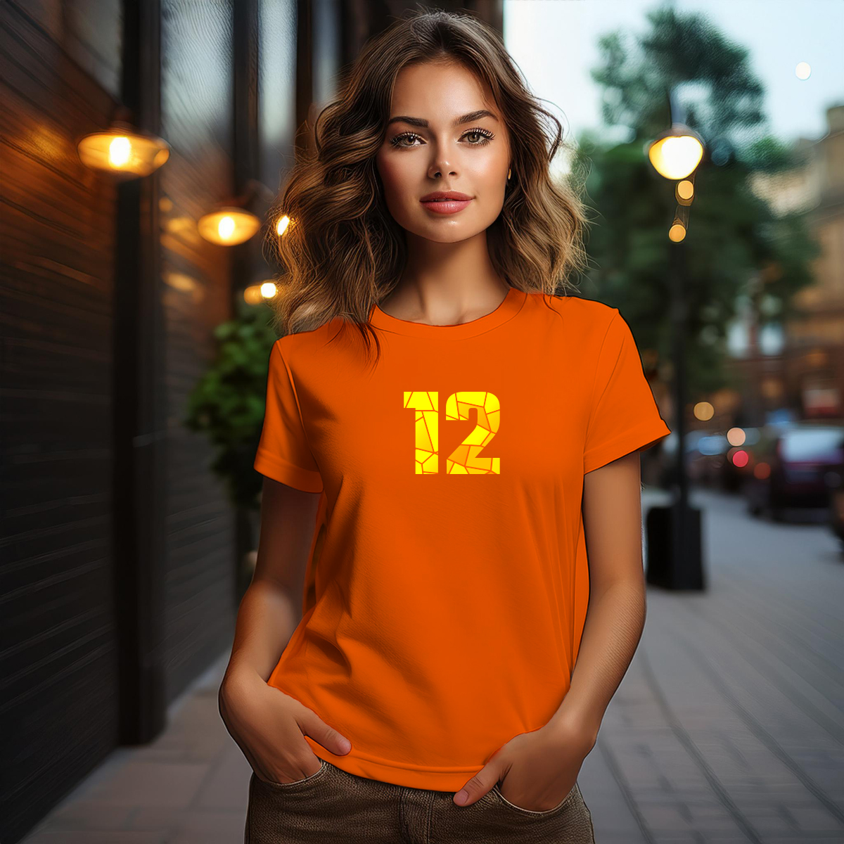 12 Number Women T-Shirt (Orange)