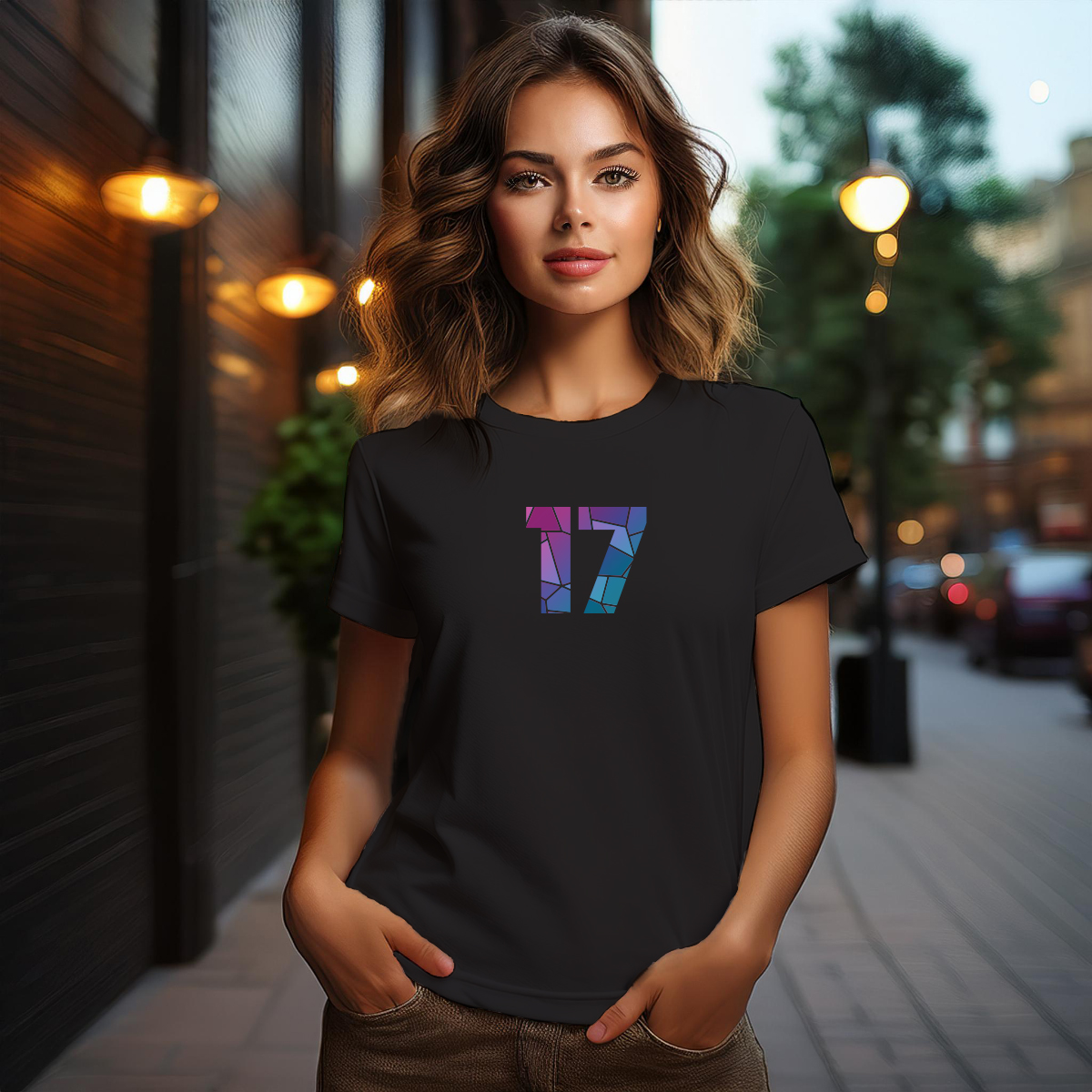 17 Number Women T-Shirt (Black)