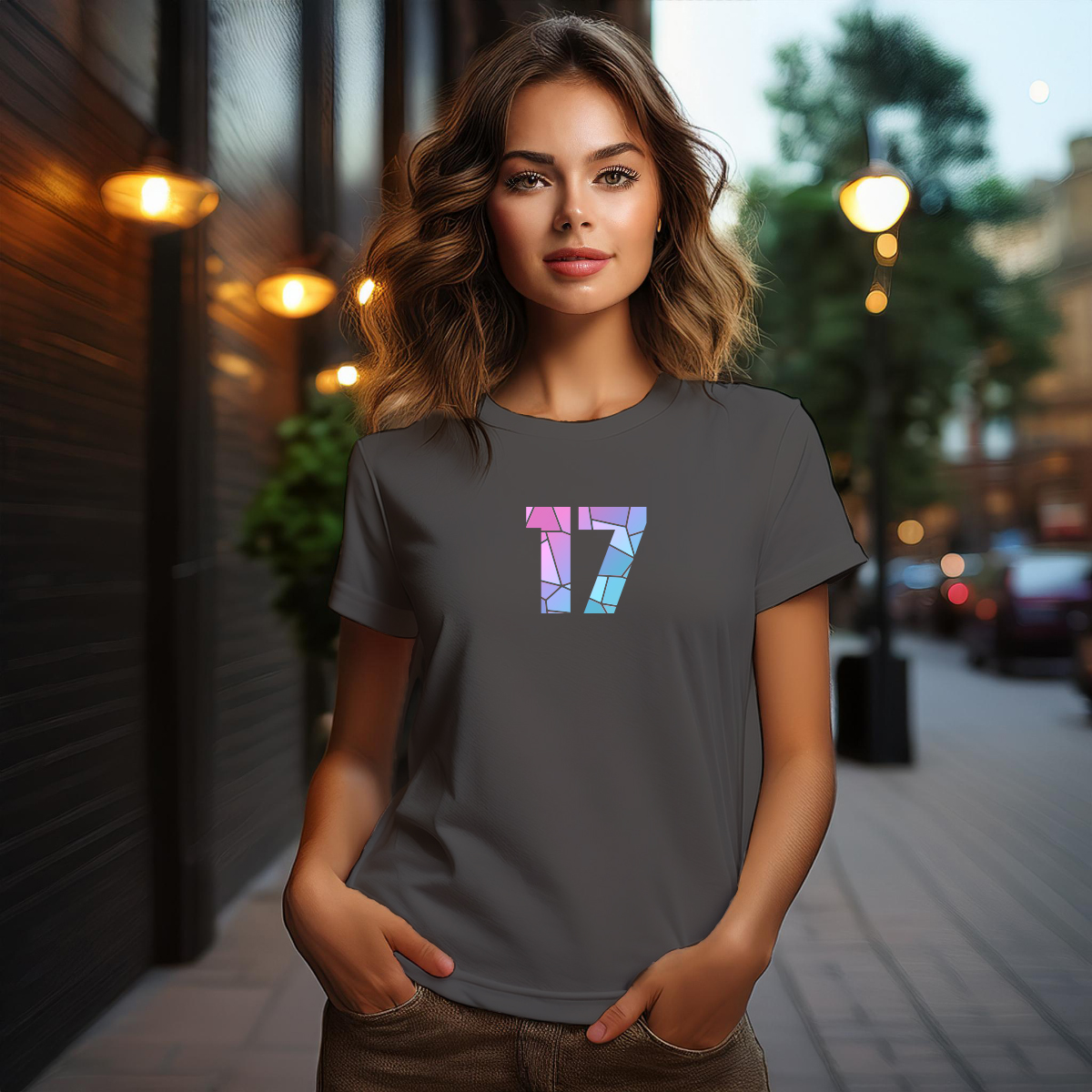 17 Number Women T-Shirt (Charcoal Grey)