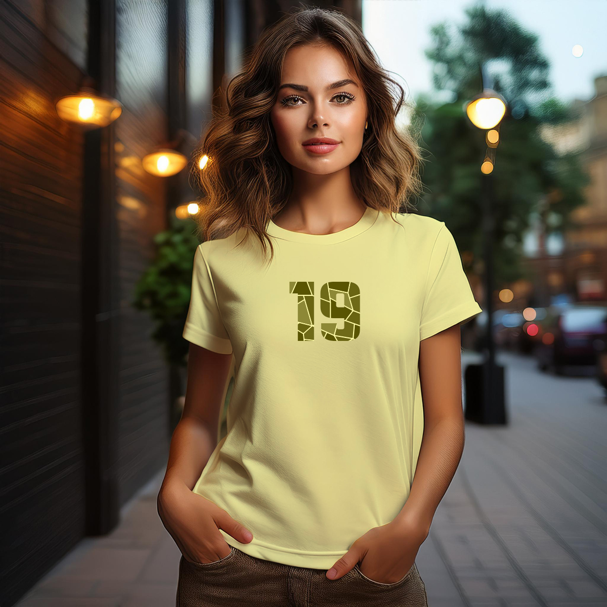19 Number Women T-Shirt (Butter Yellow)