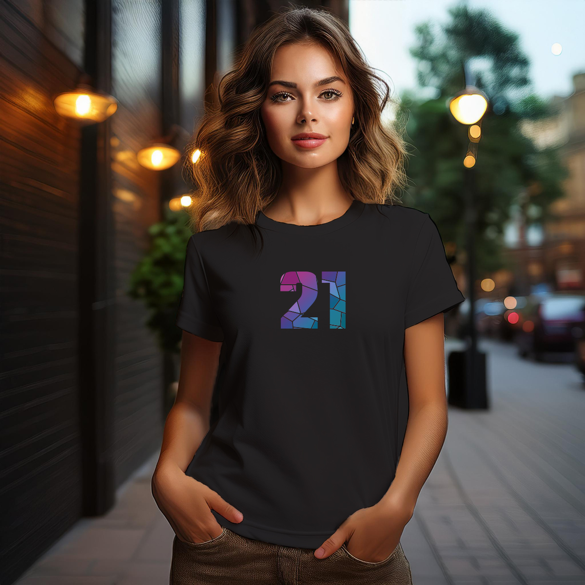 21 Number Women T-Shirt (Black)