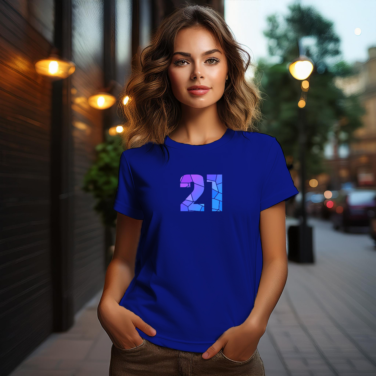 21 Number Women T-Shirt (Royal Blue)