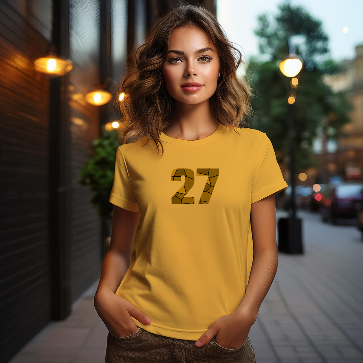 27 Number Women T-Shirt (Golden Yellow)