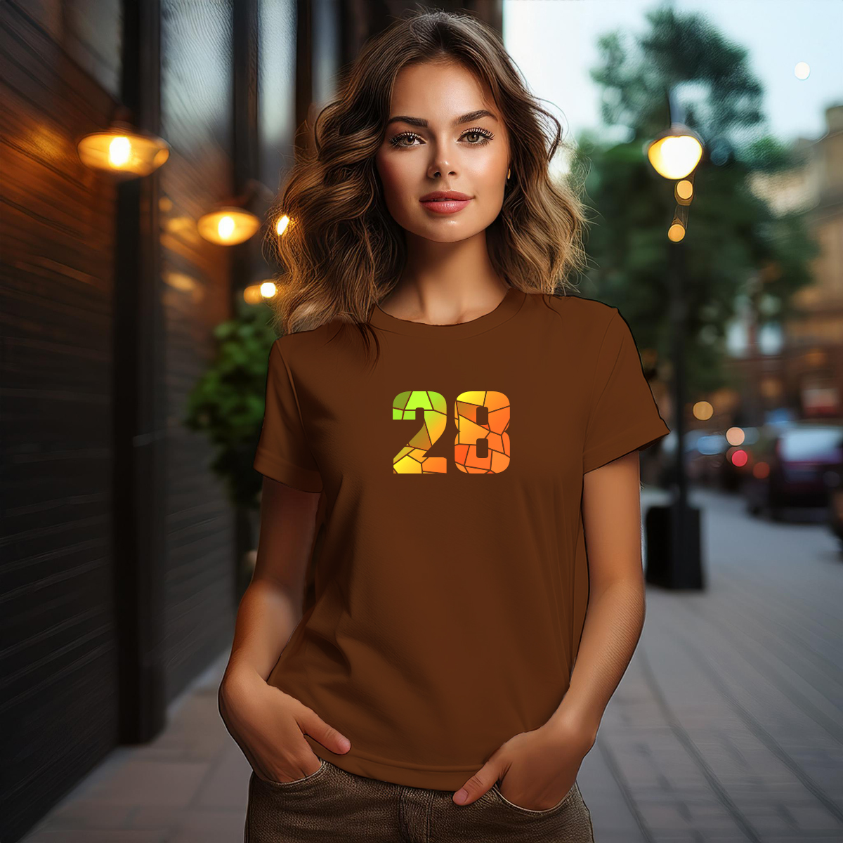 28 Number Women T-Shirt (Brown)