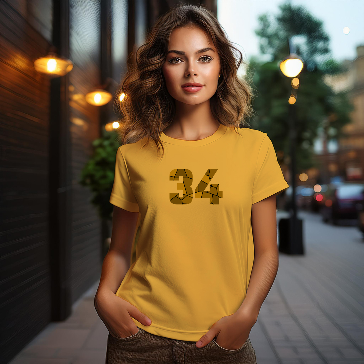 34 Number Women T-Shirt (Golden Yellow)