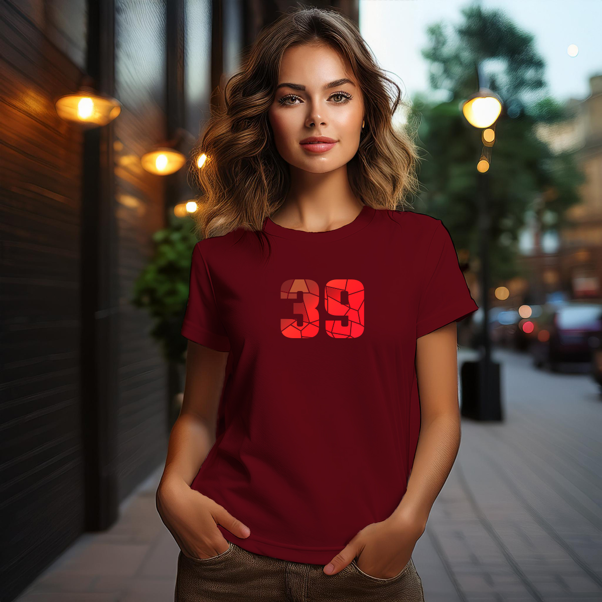 39 Number Women T-Shirt (Maroon)