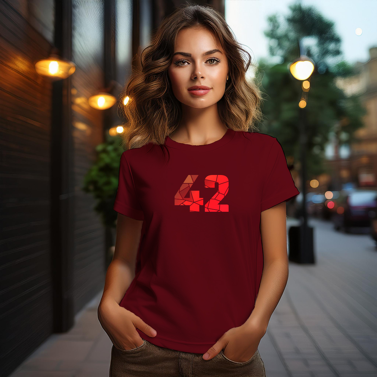 42 Number Women T-Shirt (Maroon)
