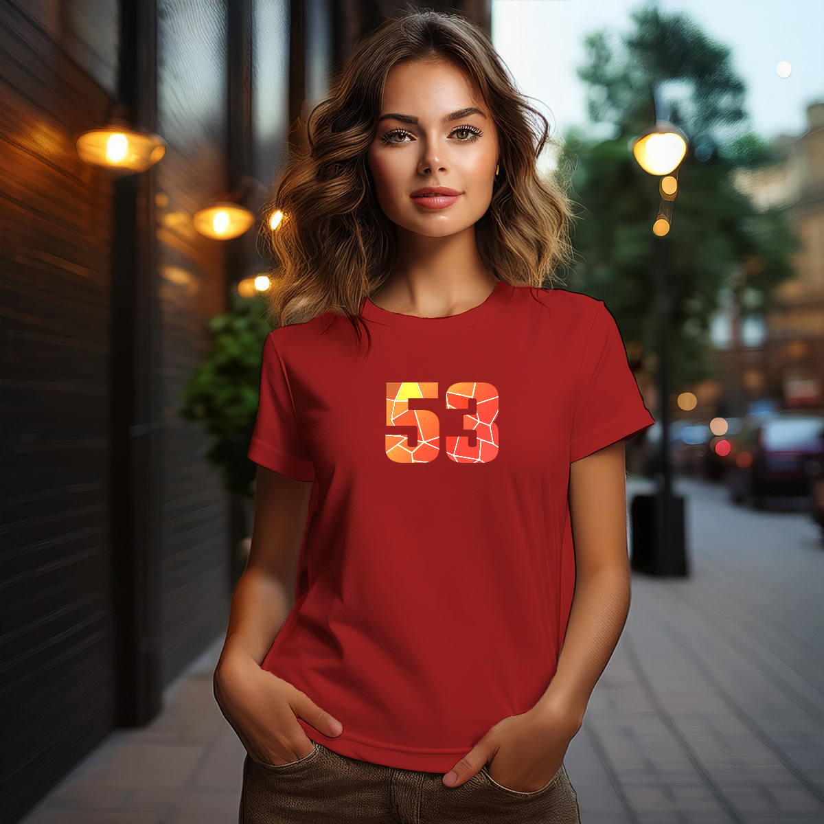 53 Number Women T-Shirt (Red)