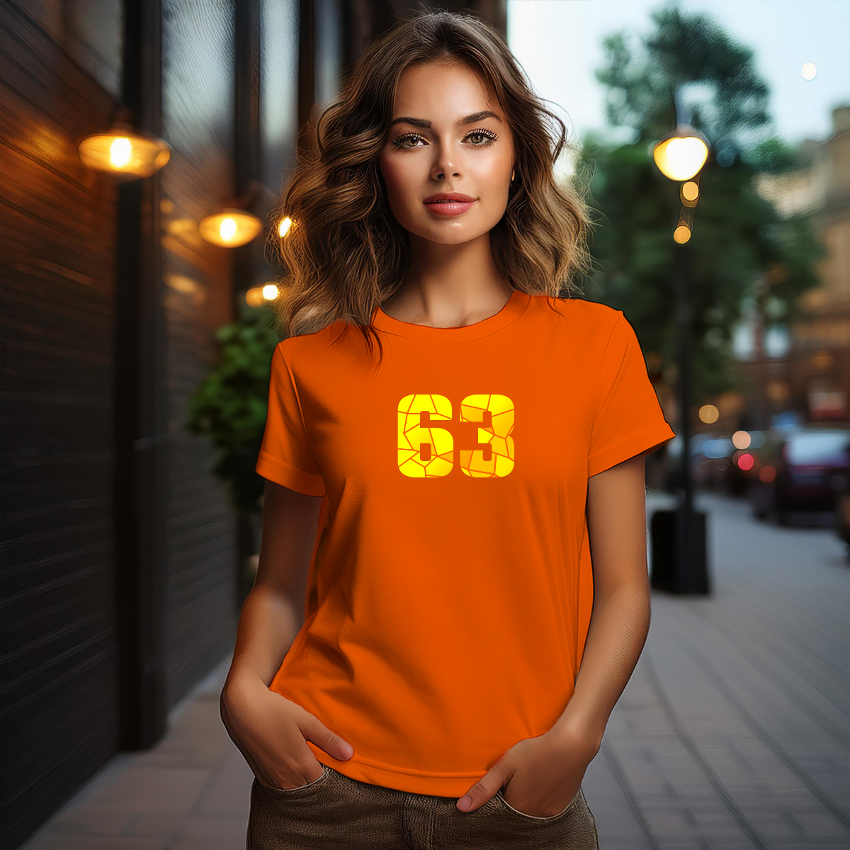 63 Number Women T-Shirt (Orange)