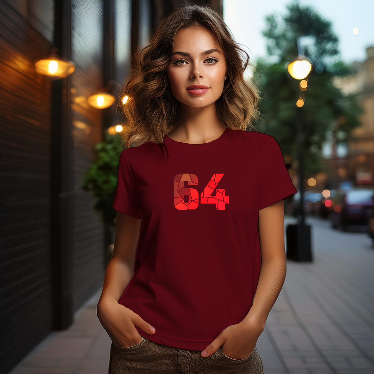 64 Number Women T-Shirt (Maroon)