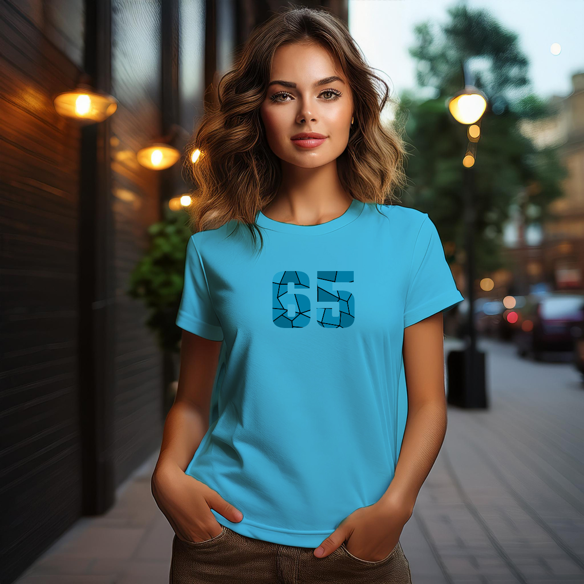 65 Number Women T-Shirt (Sky Blue)