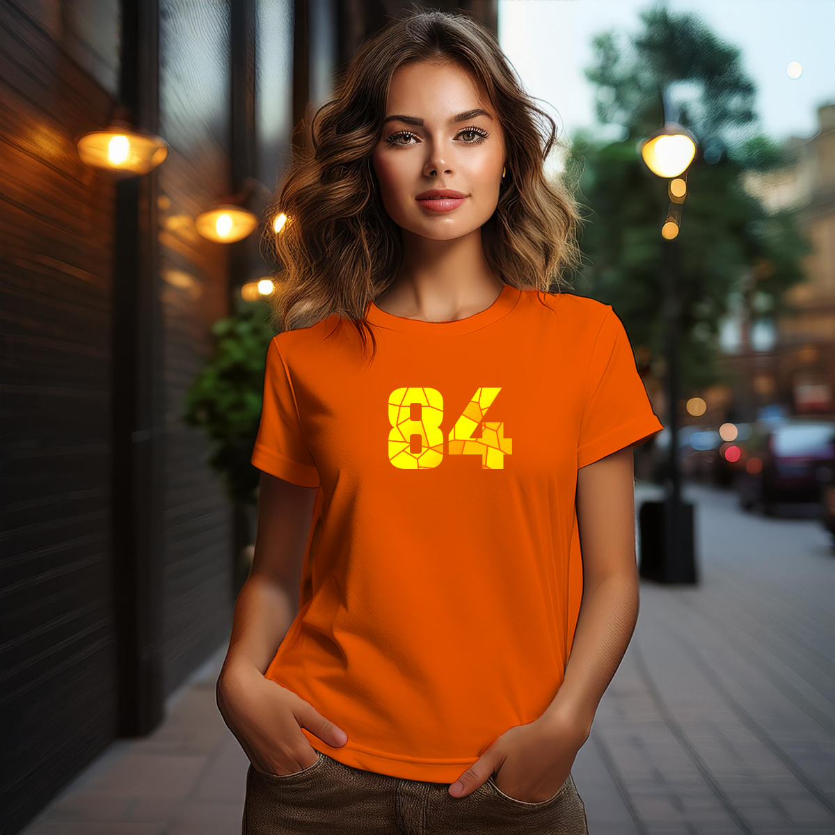 84 Number Women T-Shirt (Orange)