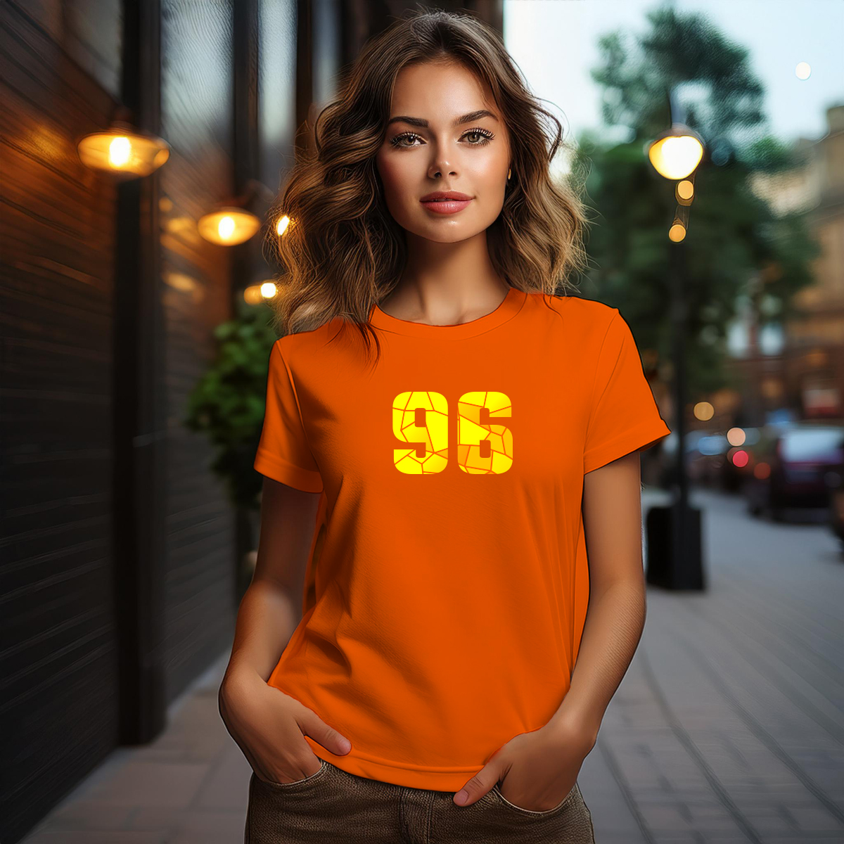 96 Number Women T-Shirt (Orange)