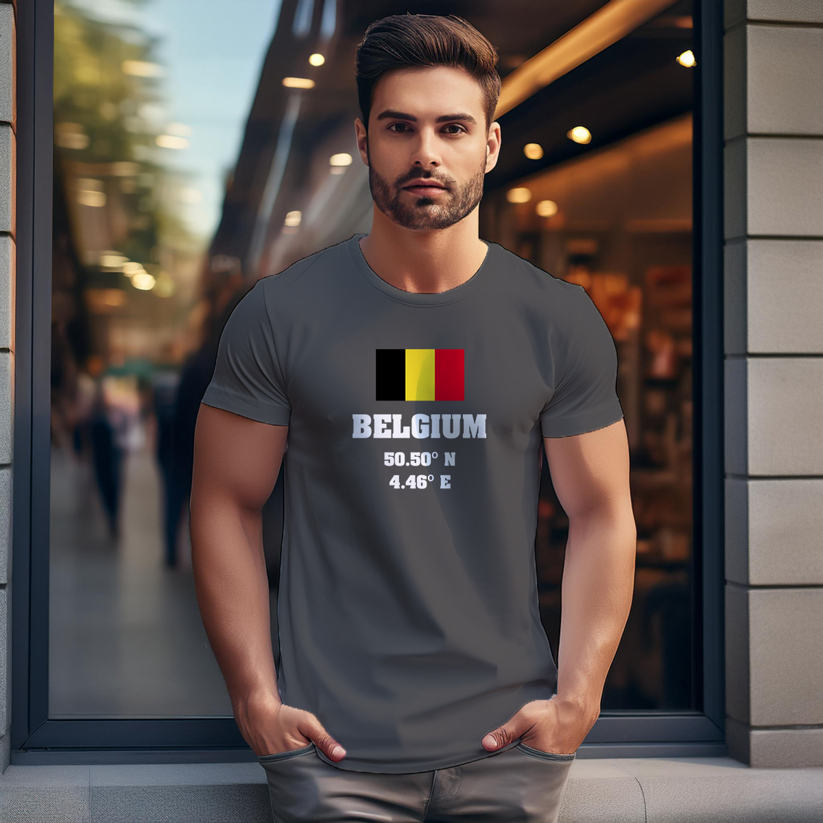 Belgium Latitude Longitude Men Unisex T-Shirt