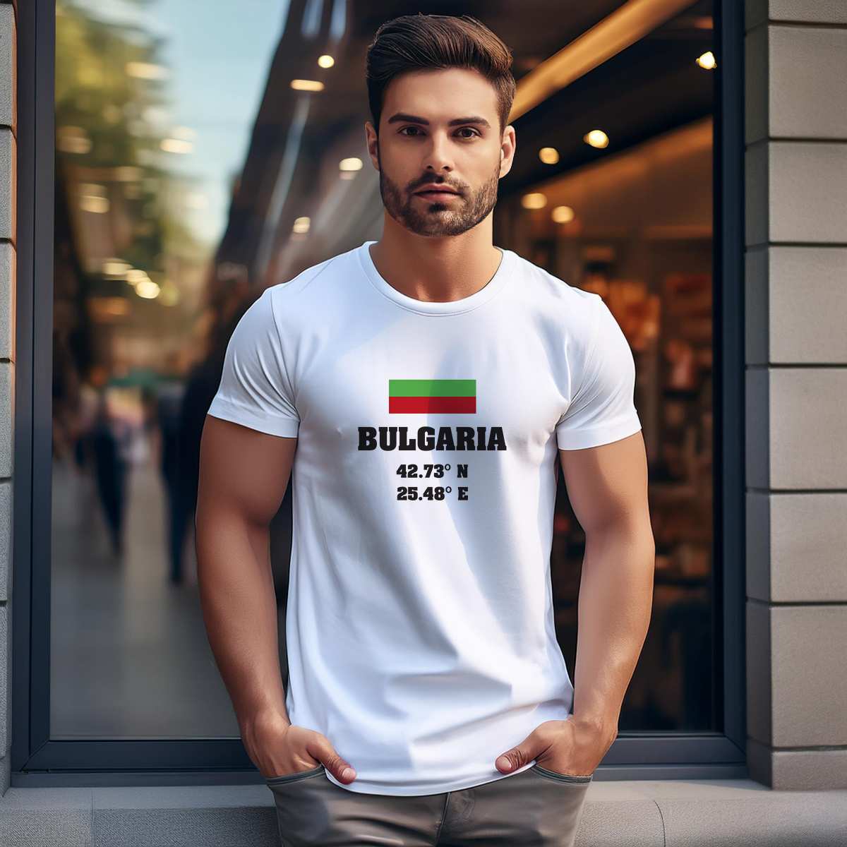 Bulgaria Latitude Longitude Men Unisex T-Shirt