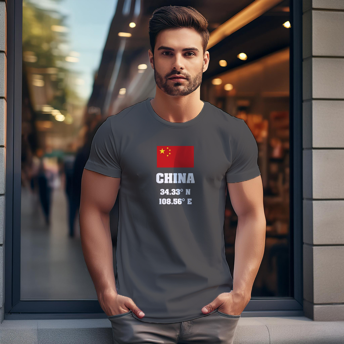 China Latitude Longitude Men Unisex T-Shirt