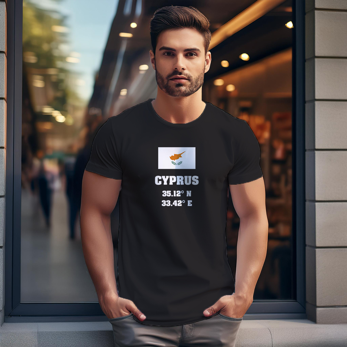 Cyprus Latitude Longitude Men Unisex T-Shirt