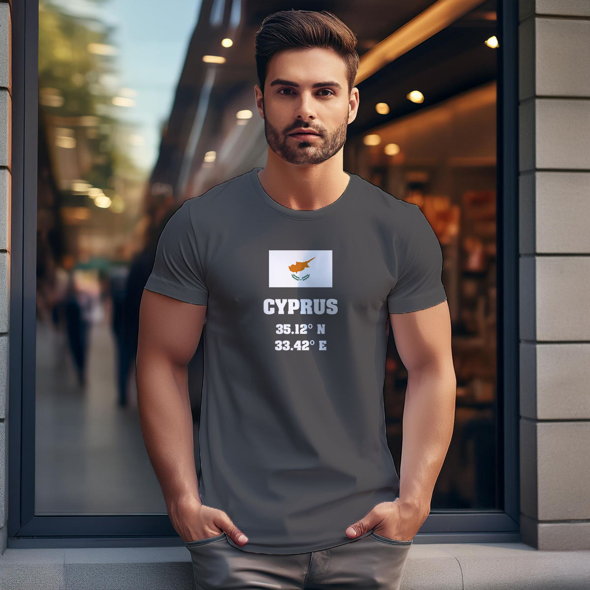 Cyprus Latitude Longitude Men Unisex T-Shirt
