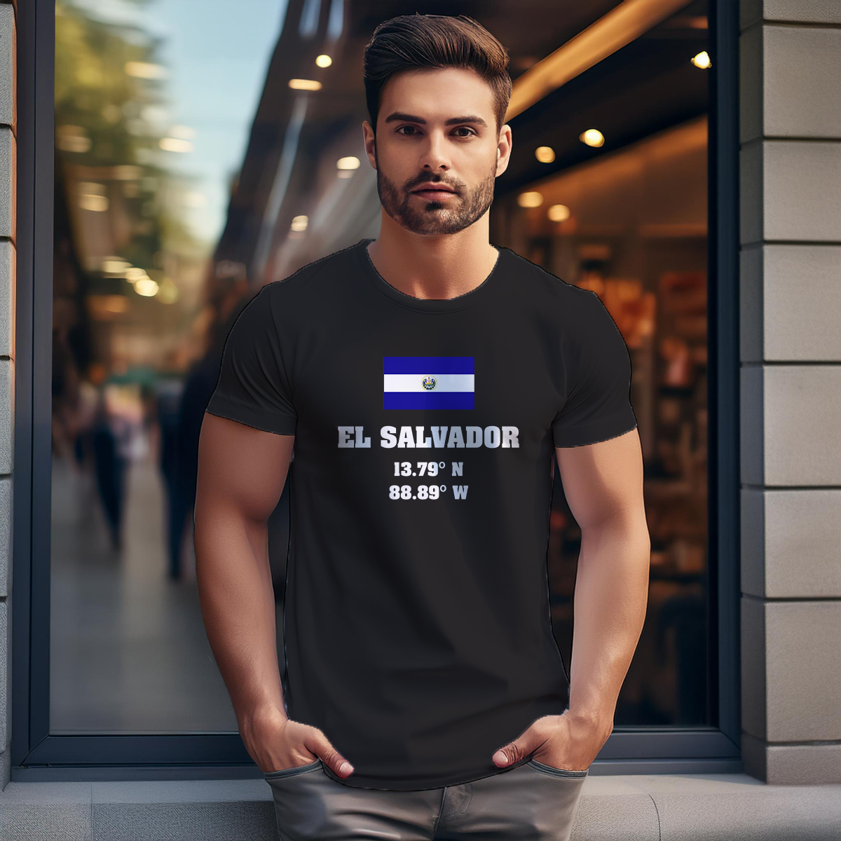 El Salvador Latitude Longitude Men Unisex T-Shirt