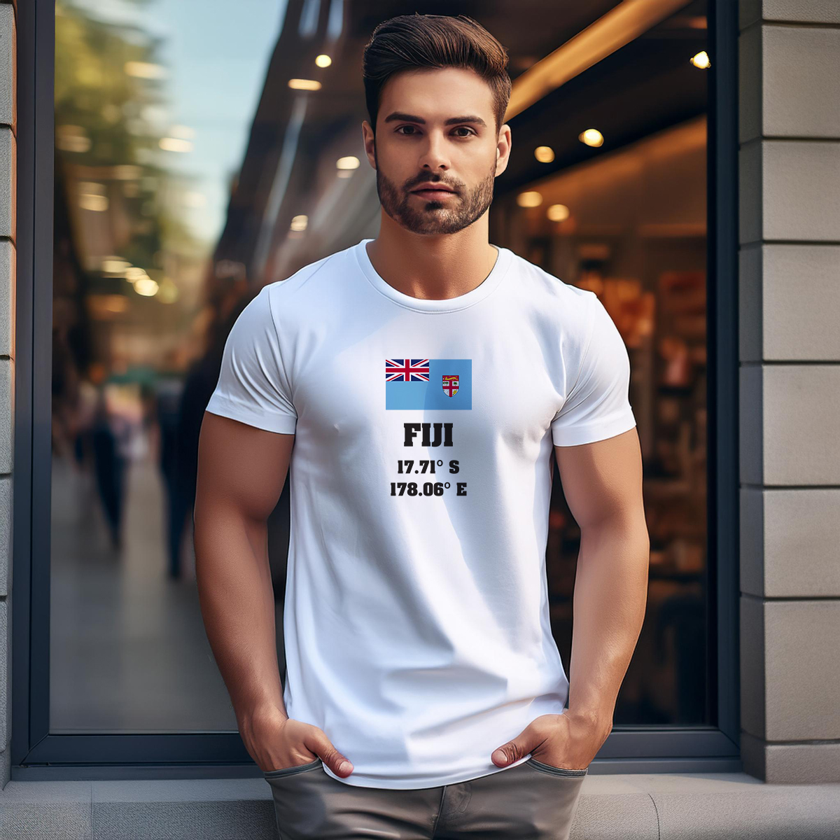 Fiji Latitude Longitude Men Unisex T-Shirt