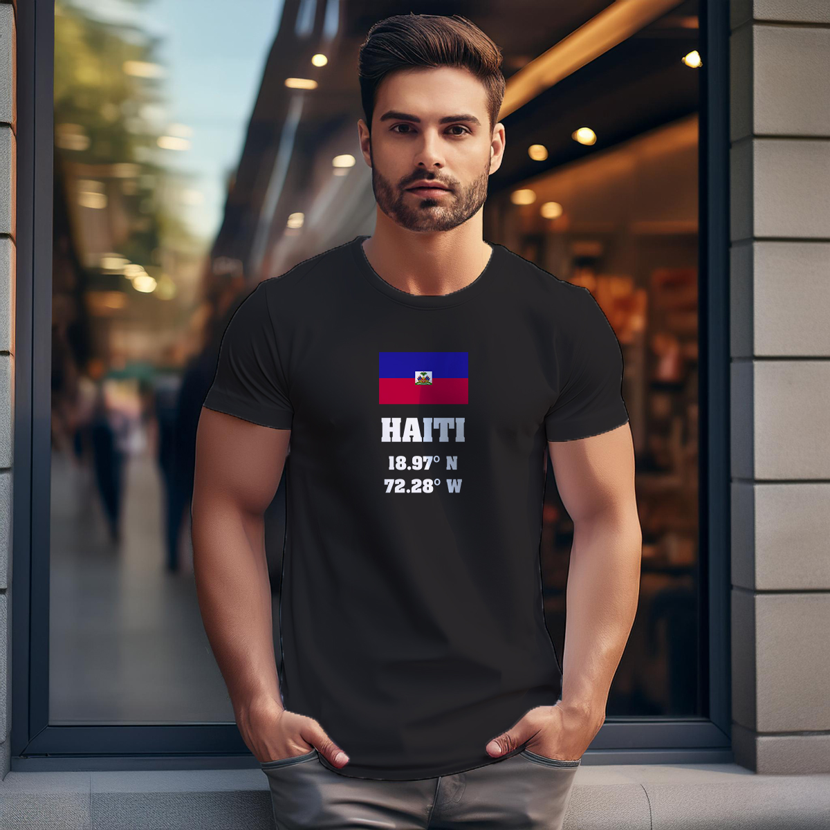 Haiti Latitude Longitude Men Unisex T-Shirt