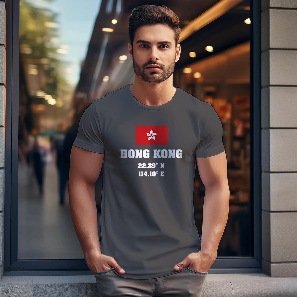 Hong Kong Latitude Longitude Men Unisex T-Shirt