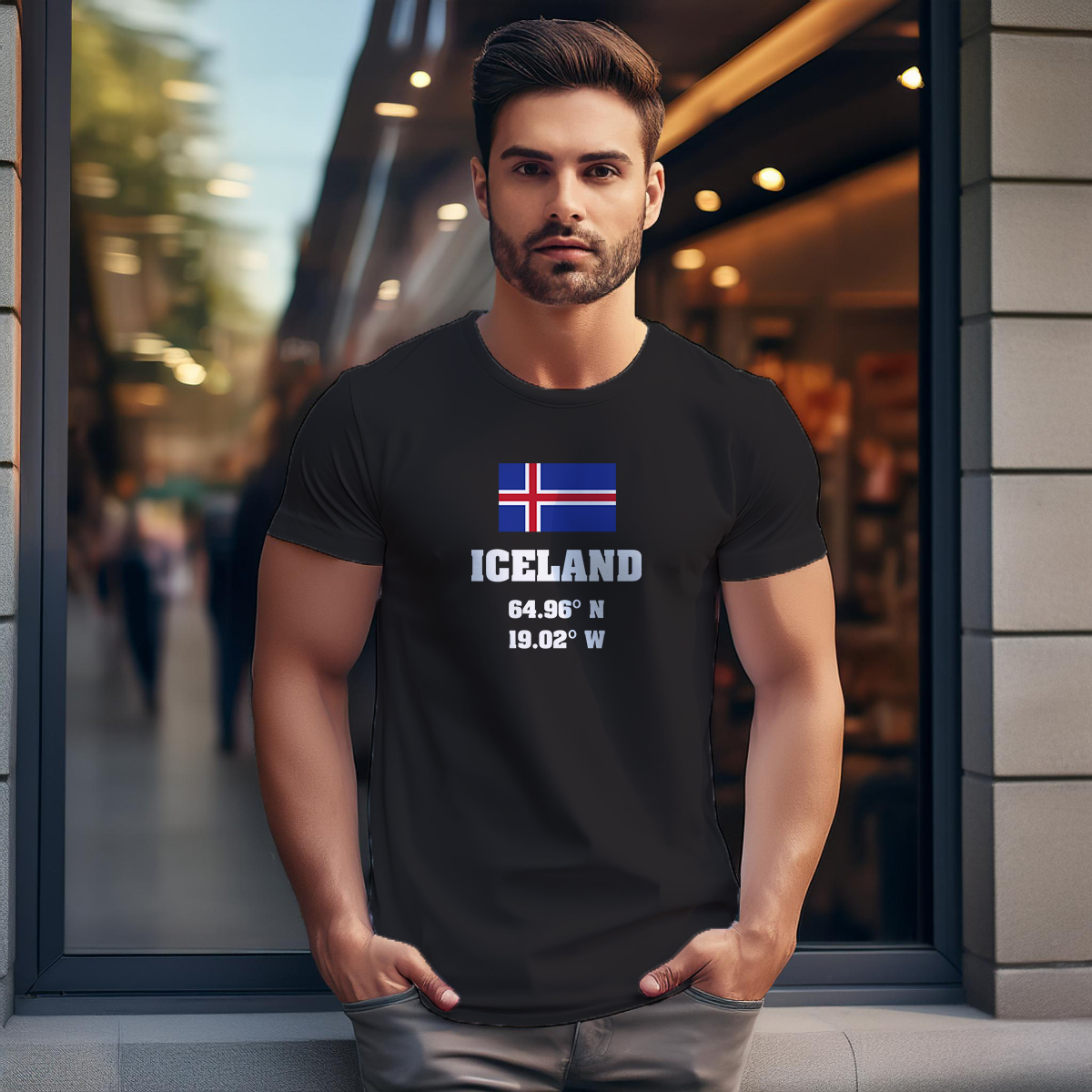 Iceland Latitude Longitude Men Unisex T-Shirt