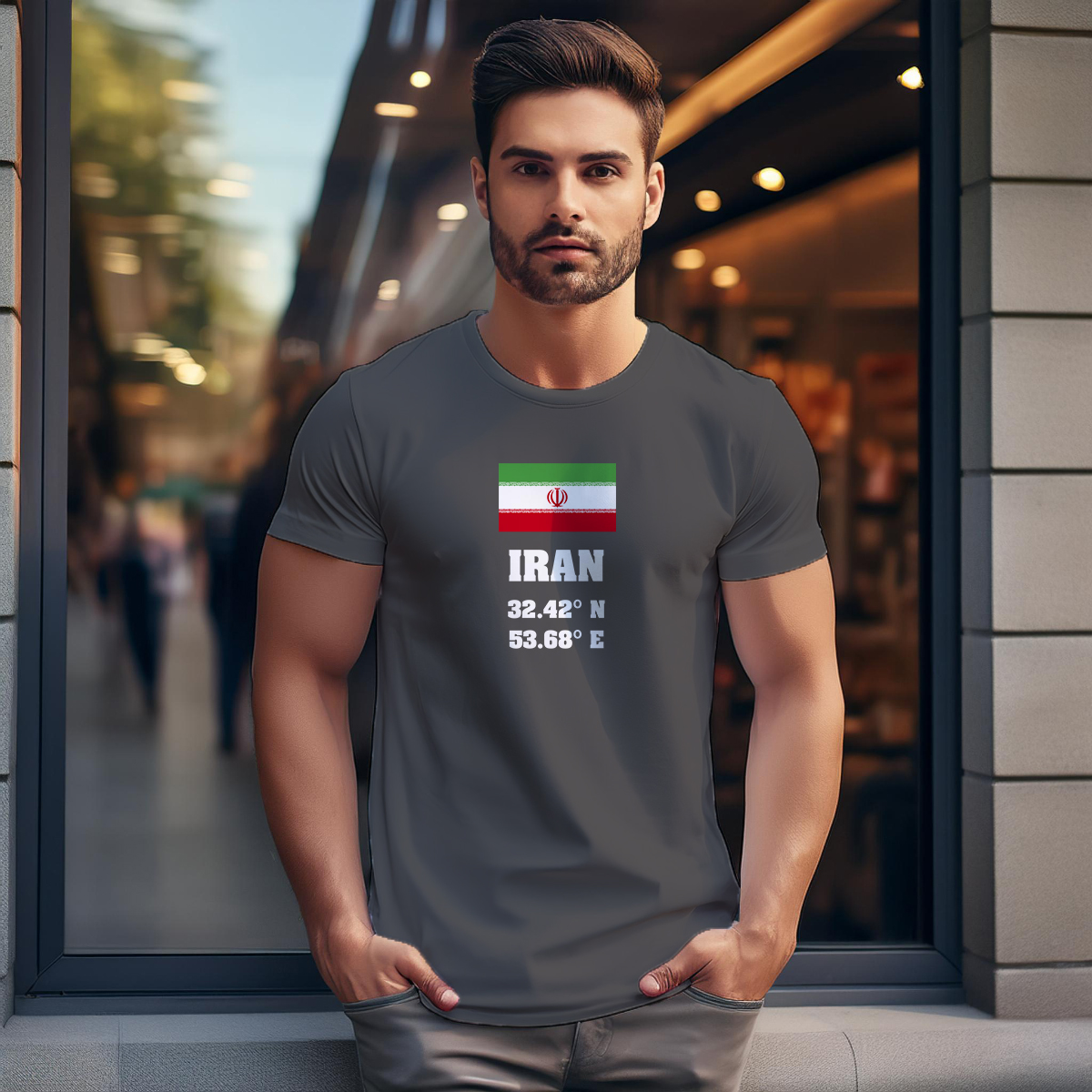 Iran Latitude Longitude Men Unisex T-Shirt