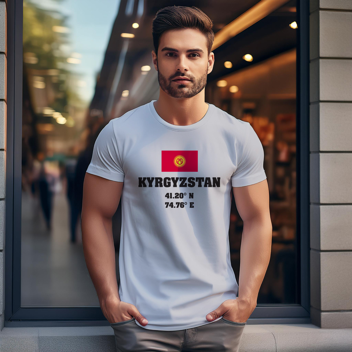 Kyrgyzstan Latitude Longitude Men Unisex T-Shirt