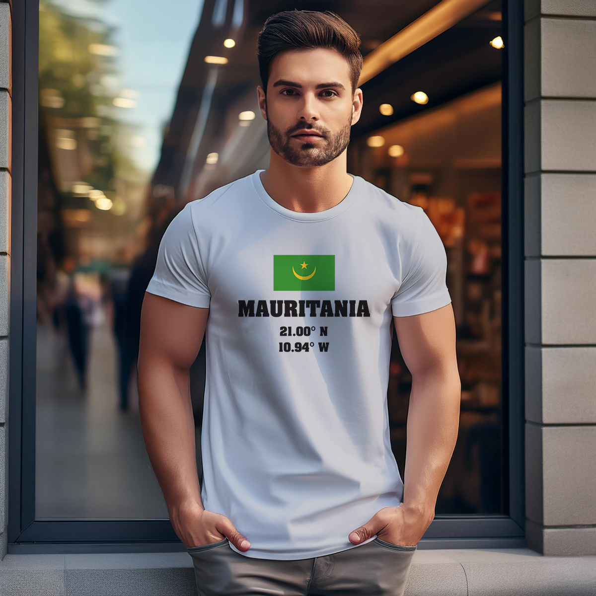 Mauritania Latitude Longitude Men Unisex T-Shirt