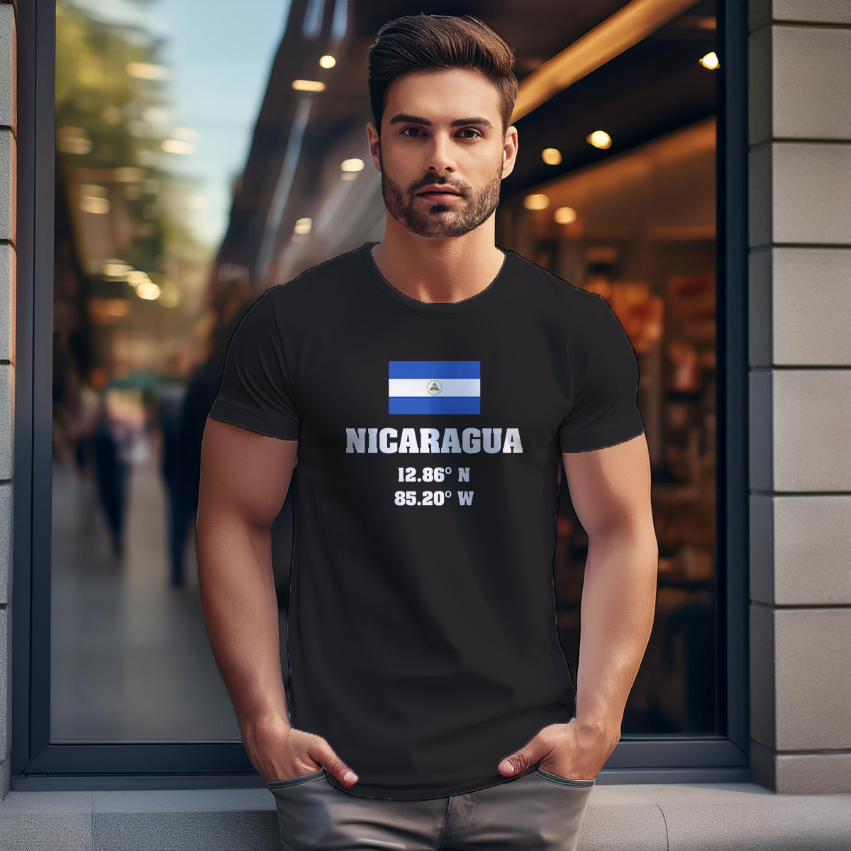 Nicaragua Latitude Longitude Men Unisex T-Shirt