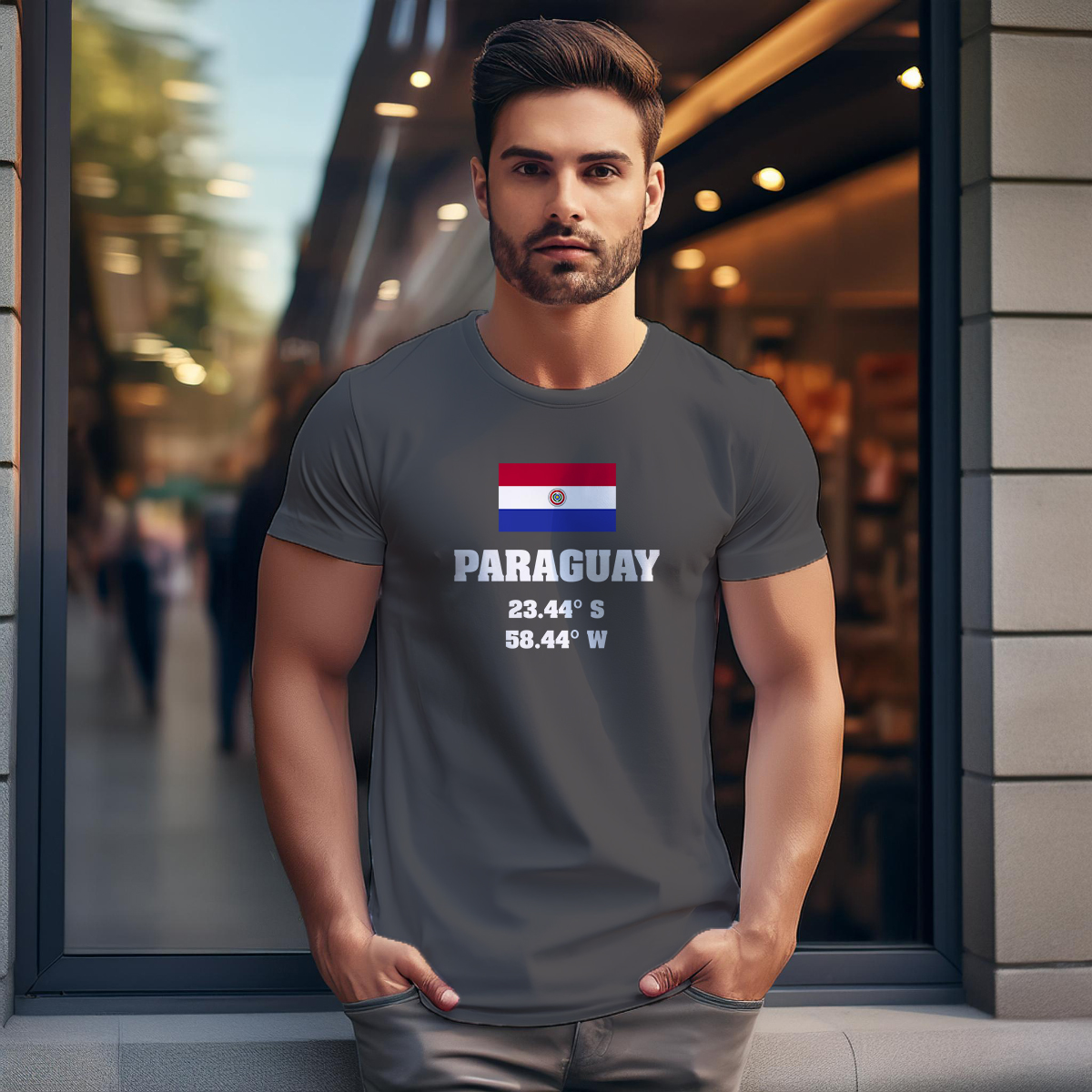 Paraguay Latitude Longitude Men Unisex T-Shirt