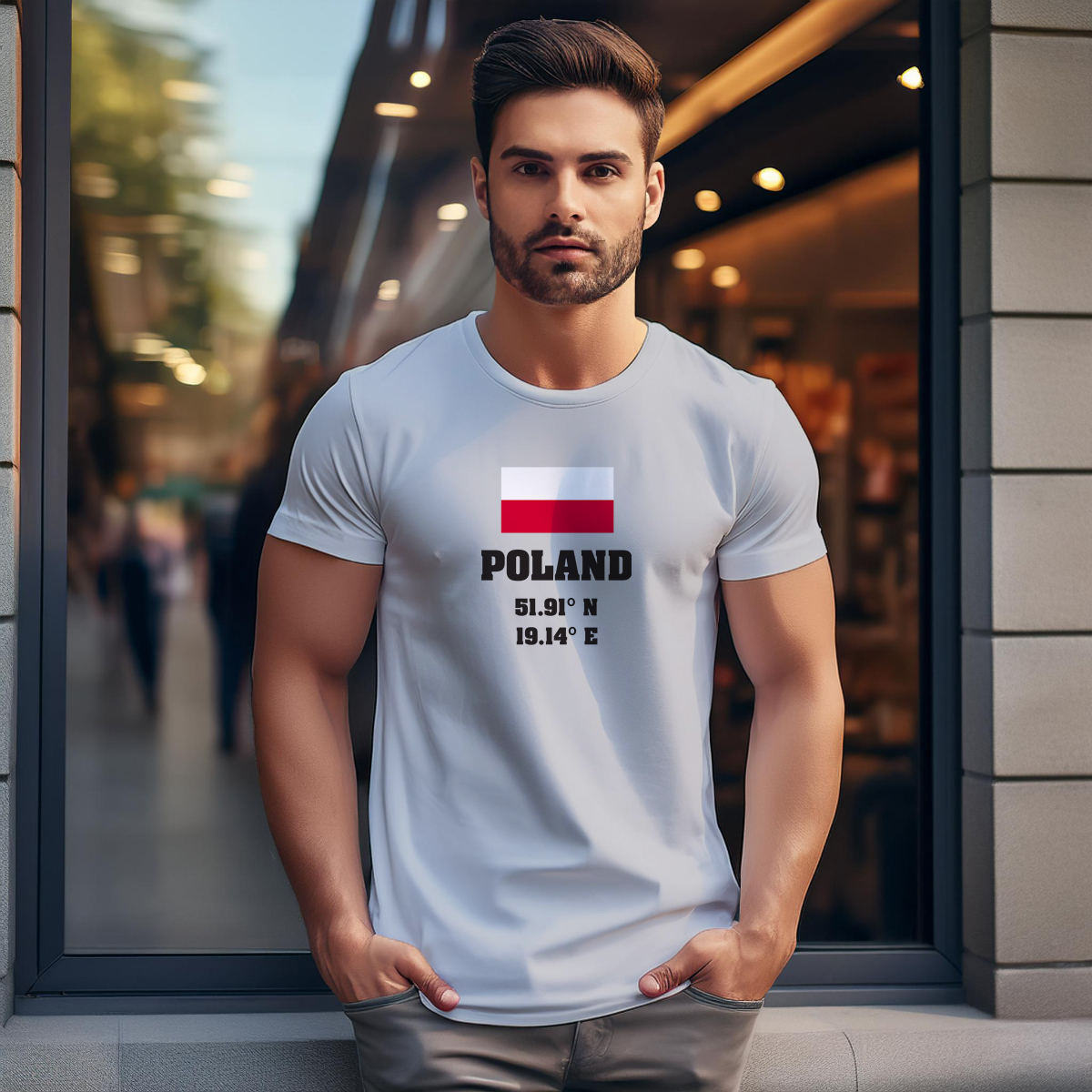 Poland Latitude Longitude Men Unisex T-Shirt