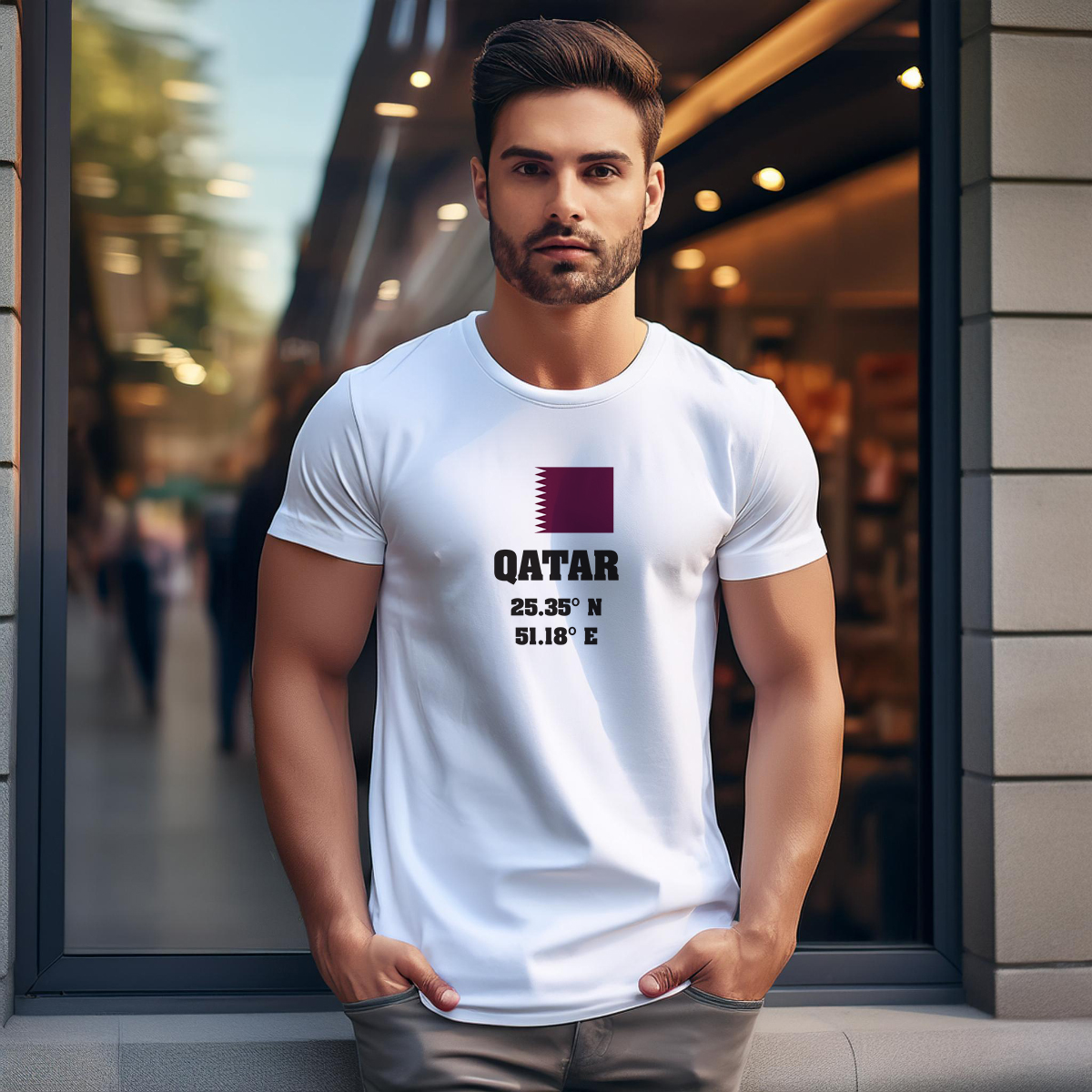 Qatar Latitude Longitude Men Unisex T-Shirt