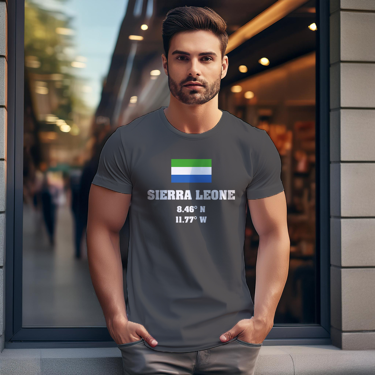 Sierra Leone Latitude Longitude Men Unisex T-Shirt