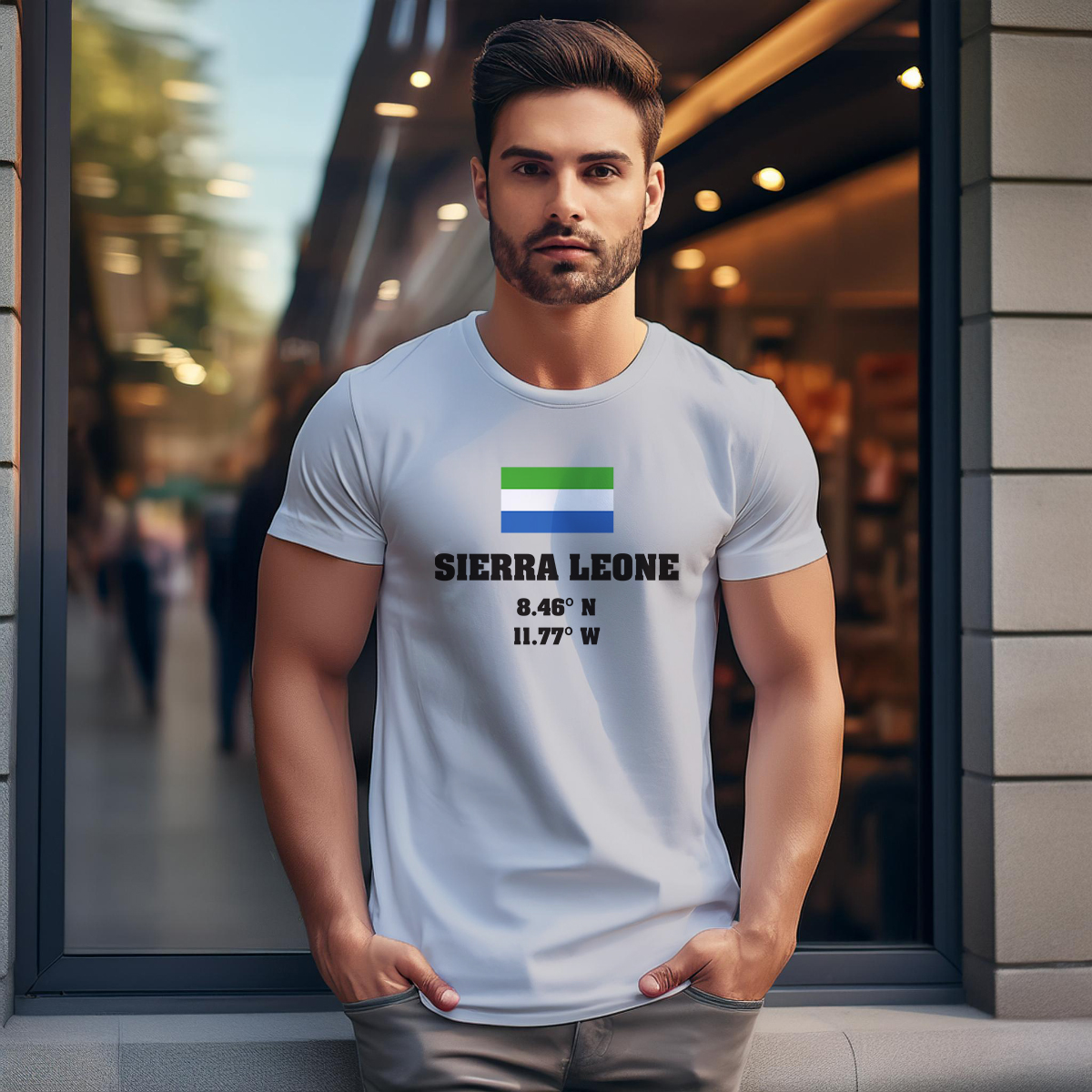 Sierra Leone Latitude Longitude Men Unisex T-Shirt